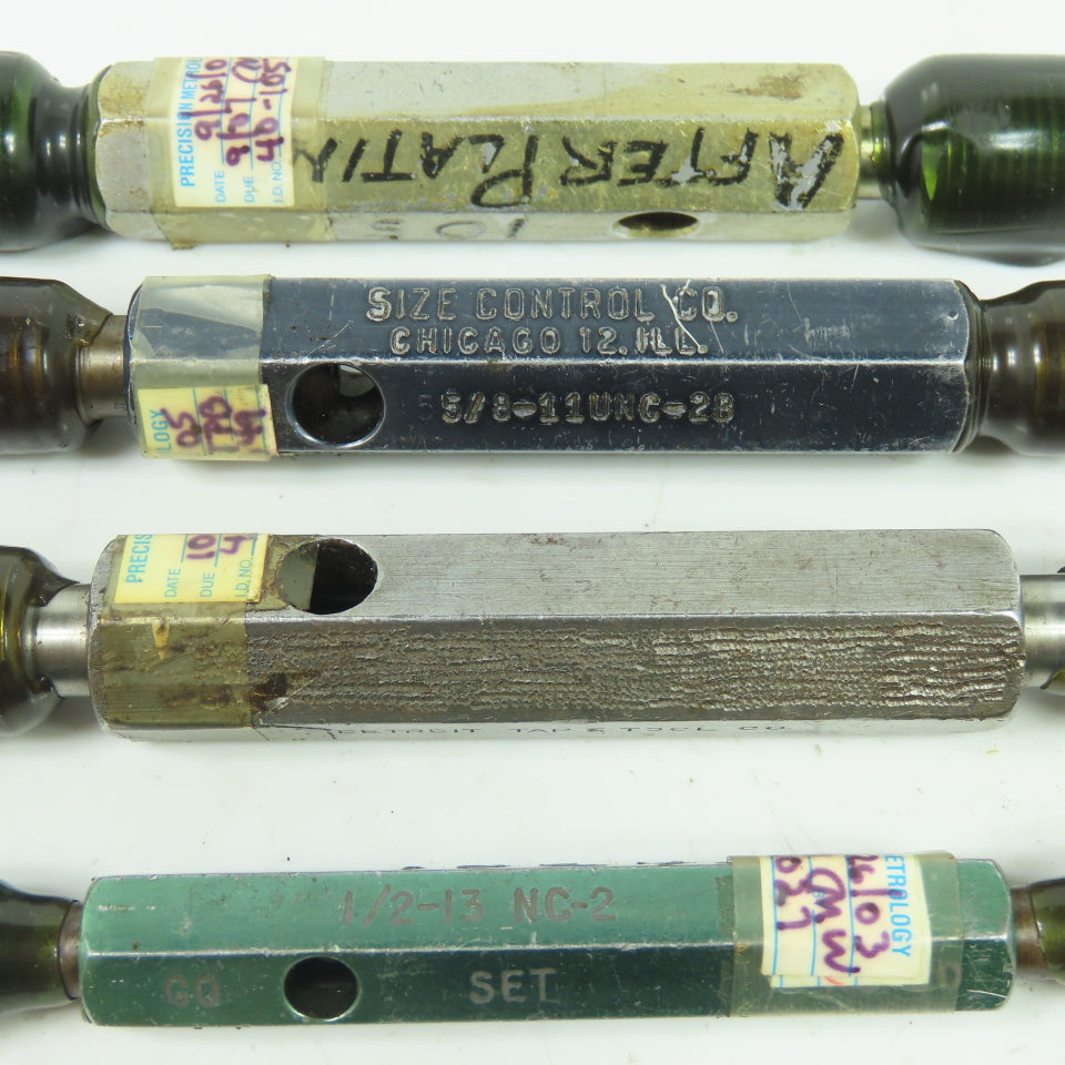 Size Control Thread Plug Gauge Misc. Sizes Lot of 10