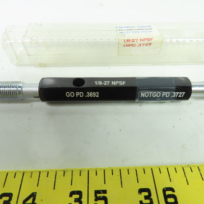 Hemco Thread Plug Gauge 1/8-27 NPTF GO PD .3692 NOT GO PD .3727