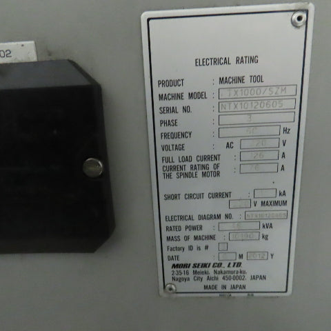 Mori Seiki NTX1000/SZM 5-Axis Dual Spindle CNC Mill-Turn Chip Blaster & Conveyor