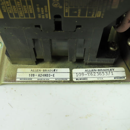 Allen Bradley 109-A24ND3-E 600VAC Motor Starter 3Ph 120V Coil W/592-JOV16 Relay