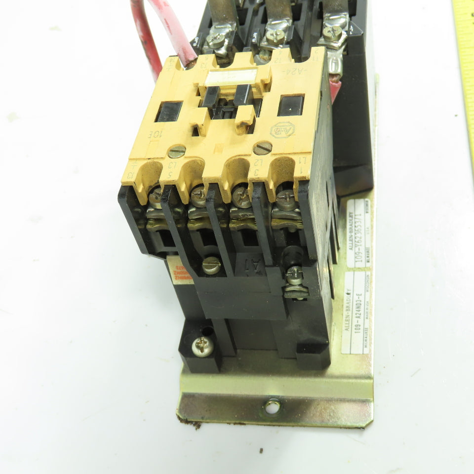 Allen Bradley 109-A24ND3-E 600VAC Motor Starter 3Ph 120V Coil W/592-JOV16 Relay