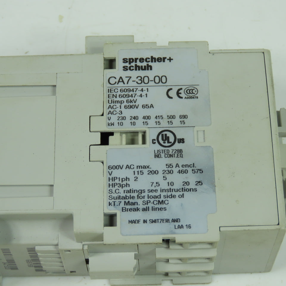 Sprecher + Schuh CA7-30-00 600VAC Contactor 3Ph 55A 120V Coil