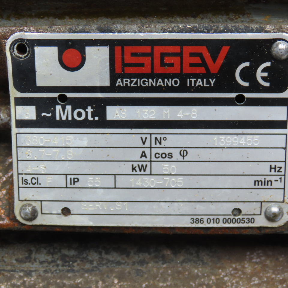 Isgev AS 132 M 4-8 3-4kW 1430-705RPM 2 Speed Motor 380-415V 50Hz Tested