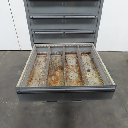 Lista 9 Drawer Industrial Small Parts Tool Storage Cabinet 28 x 28 x 60" Painted
