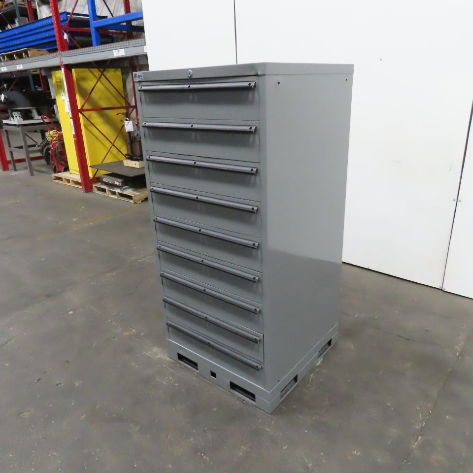 Lista 9 Drawer Industrial Small Parts Tool Storage Cabinet 28 x 28 x 60" Painted
