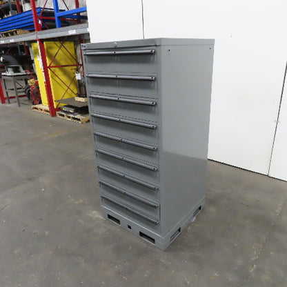 Lista 9 Drawer Industrial Small Parts Tool Storage Cabinet 28 x 28 x 60" Painted