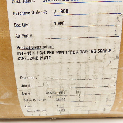 #14-10 x 1-3/4" Phillips Pan Head Tapping Screw Zinc Plated 35Lbs.