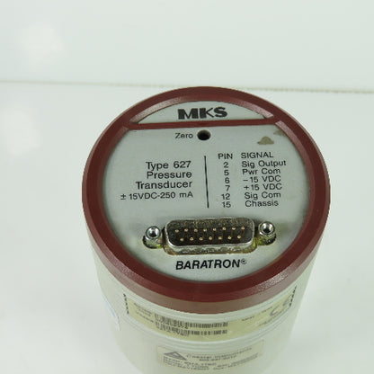 MKS 627A.1TBD Baratron Capacitance Manometer Pressure Transducer 15VDC