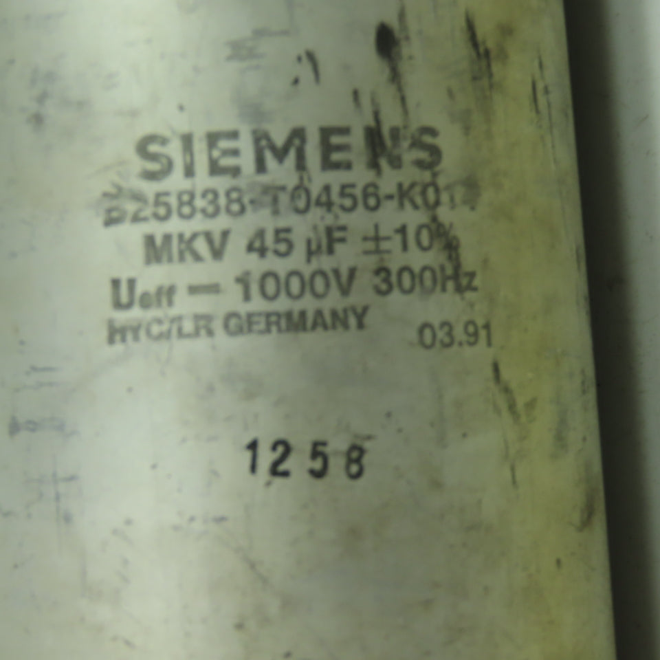 Siemens B25838-T0456-K014 Capacitor 1000V 300Hz MKV 45