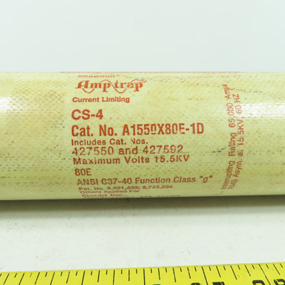 Gould A1550X80E-1D Shawmut 15.5KV 80E Amp Fuse