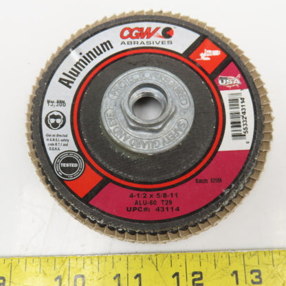 CGW 43114 4-1/2 x 5/8-11 Flap Disc ALU060 T29 13,300RPM Lot Of 6