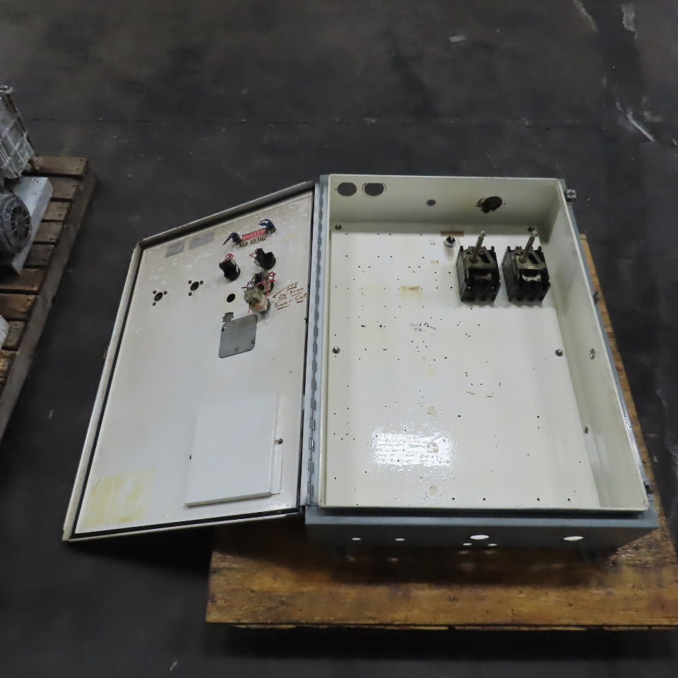 42" x 30" x 8" Steel Electrical Enclosure W/ Backplate & (2) 100A Disconnect