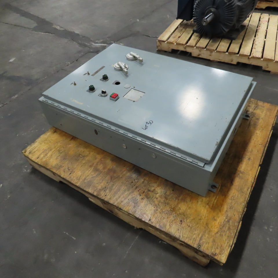 42" x 30" x 8" Steel Electrical Enclosure W/ Backplate & (2) 100A Disconnect