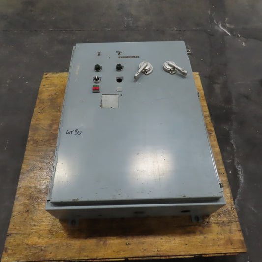 42" x 30" x 8" Steel Electrical Enclosure W/ Backplate & (2) 100A Disconnect