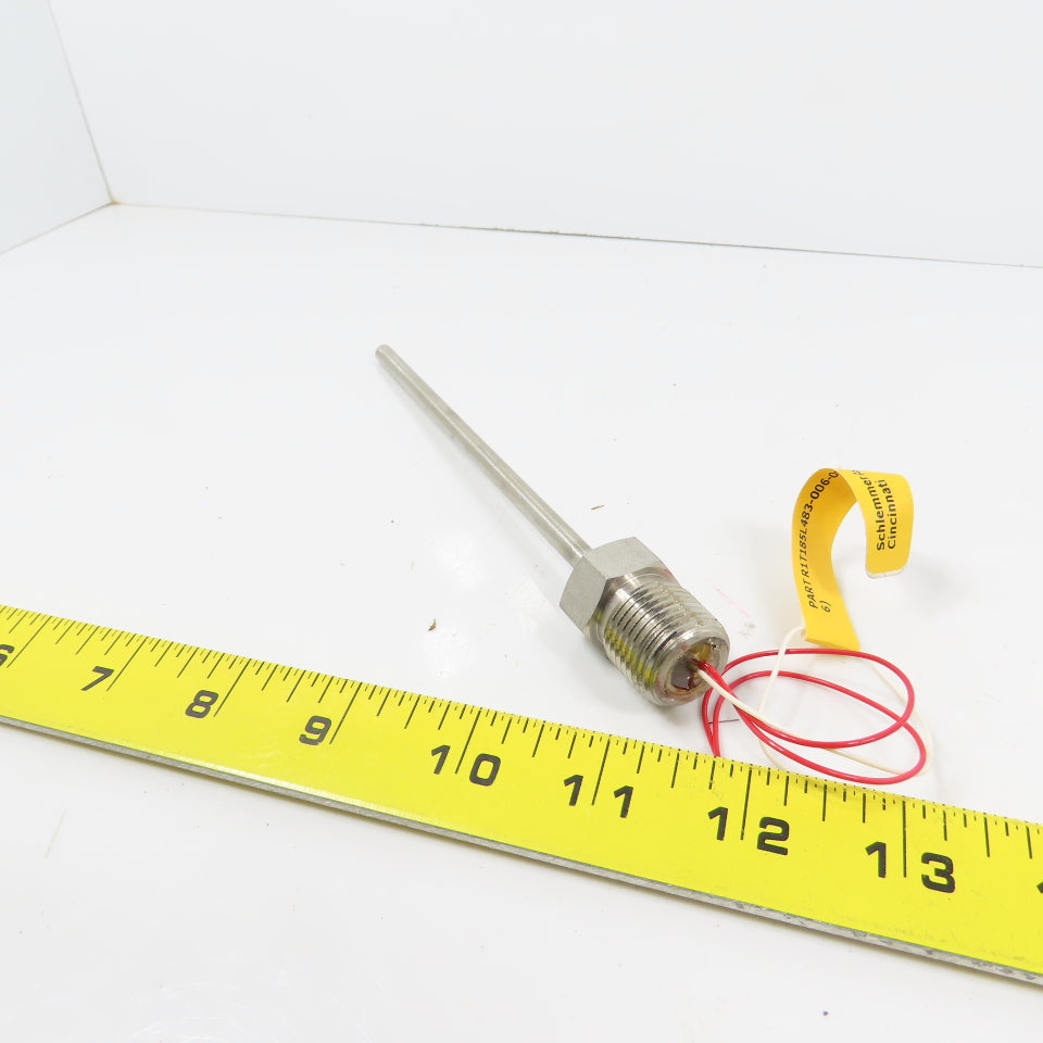 Pyromation Schlemmer R1T185L483-006-00-9HP22 RTD Temperature Sensor 6" Probe New