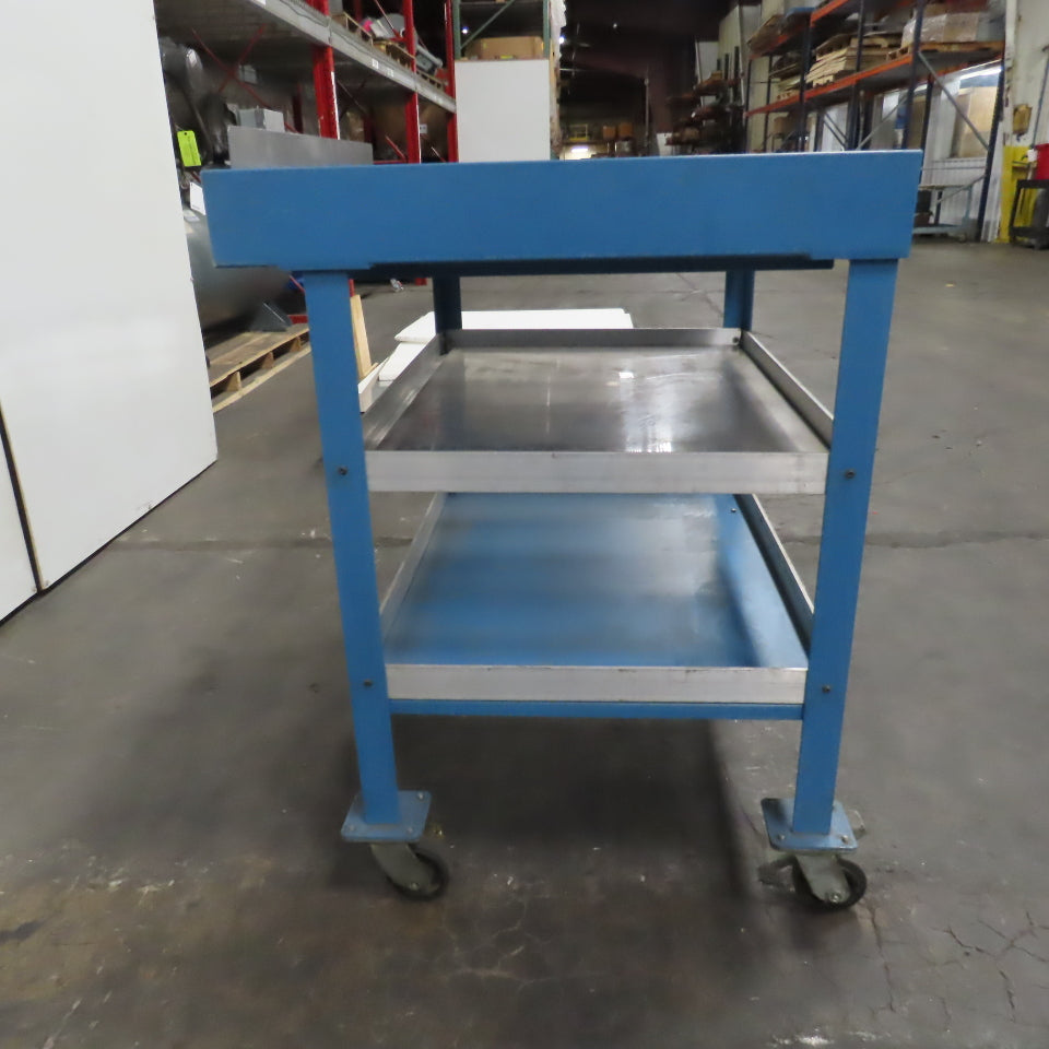 36" x 30" Mobile Work Station Die Maintenance Cart W/ 2 Shelves 40" Tall
