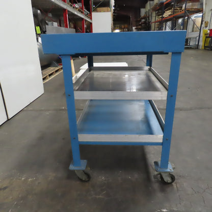36" x 30" Mobile Work Station Die Maintenance Cart W/ 2 Shelves 40" Tall