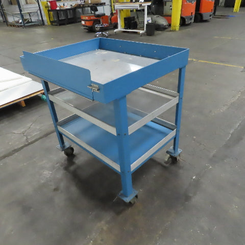 36" x 30" Mobile Work Station Die Maintenance Cart W/ 2 Shelves 40" Tall