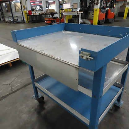 36" x 30" Mobile Work Station Die Maintenance Cart W/ 2 Shelves 40" Tall