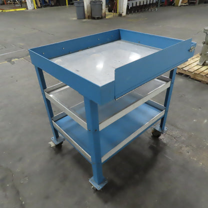 36" x 30" Mobile Work Station Die Maintenance Cart W/ 2 Shelves 40" Tall