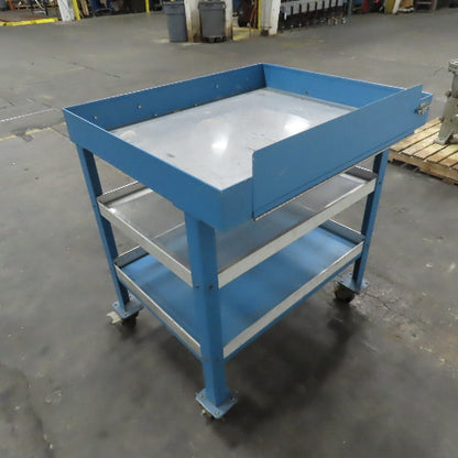36" x 30" Mobile Work Station Die Maintenance Cart W/ 2 Shelves 40" Tall