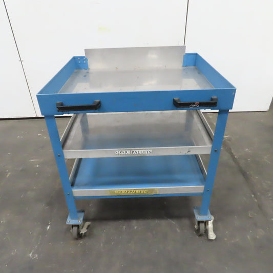 36" x 30" Mobile Work Station Die Maintenance Cart W/ 2 Shelves 40" Tall