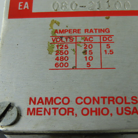 Namco 080-21100 Snap-Lock Limit Switch 600V 20A Max