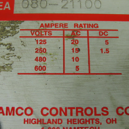 Namco 080-21100 Snap-Lock Limit Switch 600V 20A Max