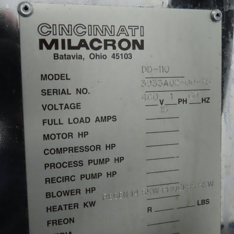 Cincinnati Milacron DD-110 Drying Hopper & Heated Dryer 480V 1PH W/Vacuum Loader