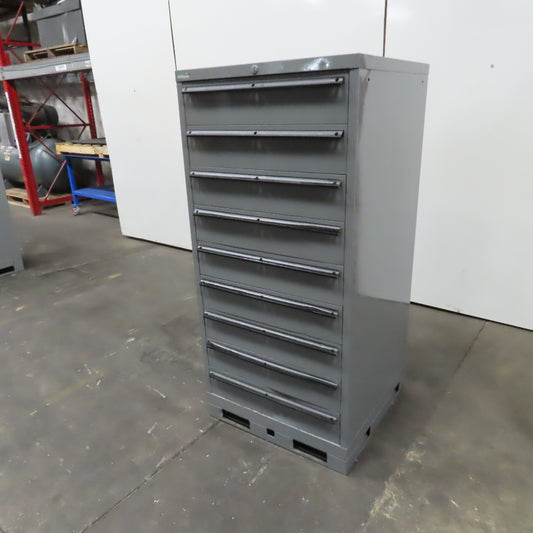 Lista 9 Drawer Industrial Small Parts Tool Storage Cabinet 28 x 28 x 60" Painted