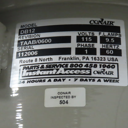 Conair Franklin 1805390200 Drying Hopper W/DB12 Contained Vacuum Loader 110V 1PH