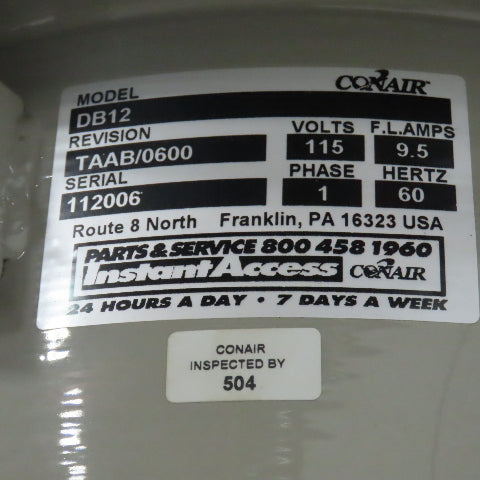 Conair Franklin 1805390200 Drying Hopper W/DB12 Contained Vacuum Loader 110V 1PH