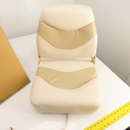 Deck Mate PFS-304 Ivory/Tan Folding Pontoon Boat Seat
