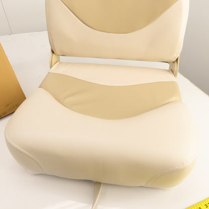 Deck Mate PFS-304 Ivory/Tan Folding Pontoon Boat Seat