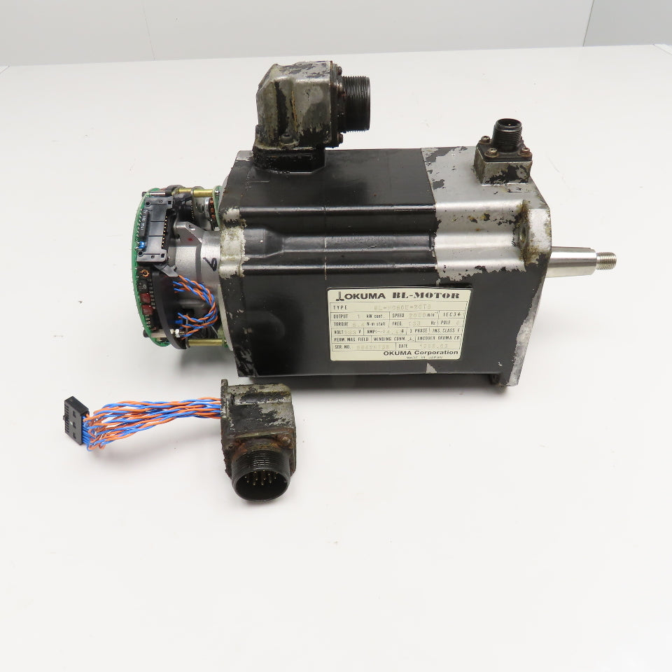 Okuma BL MC50E-20TB 1kW 2000RPM 3Ph 133V 133Hz BL Motor Missing Cover