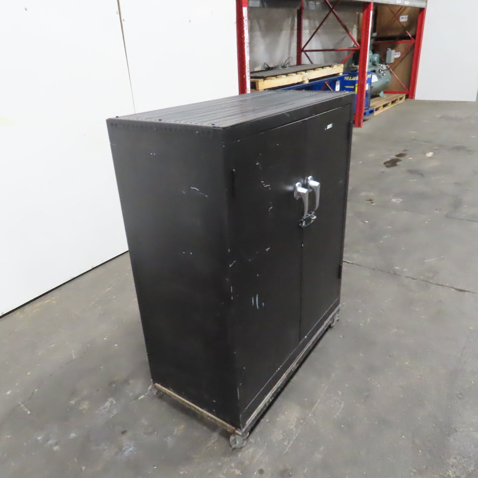 42x36x 18" Portable Lockable Enclosed Cabinet Tool Storage Rack Cart W/2 Shelves