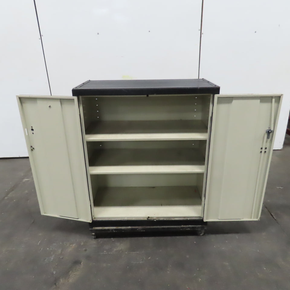 42x36x 18" Portable Lockable Enclosed Cabinet Tool Storage Rack Cart W/2 Shelves