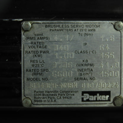 Parker J0343FR-NMSN 340V Brushless Servo Motor W/PS90-030 Gear Reducer 30:1