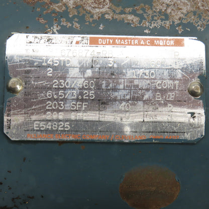 Reliance 2HP AC Electric Motor 1730RPM 230/460V 3PH 145TD Frame Tested