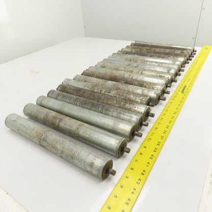 1.9" OD x 15" BF Galvanized Gravity Conveyor Roller 16-3/8" OAL Lot Of 18