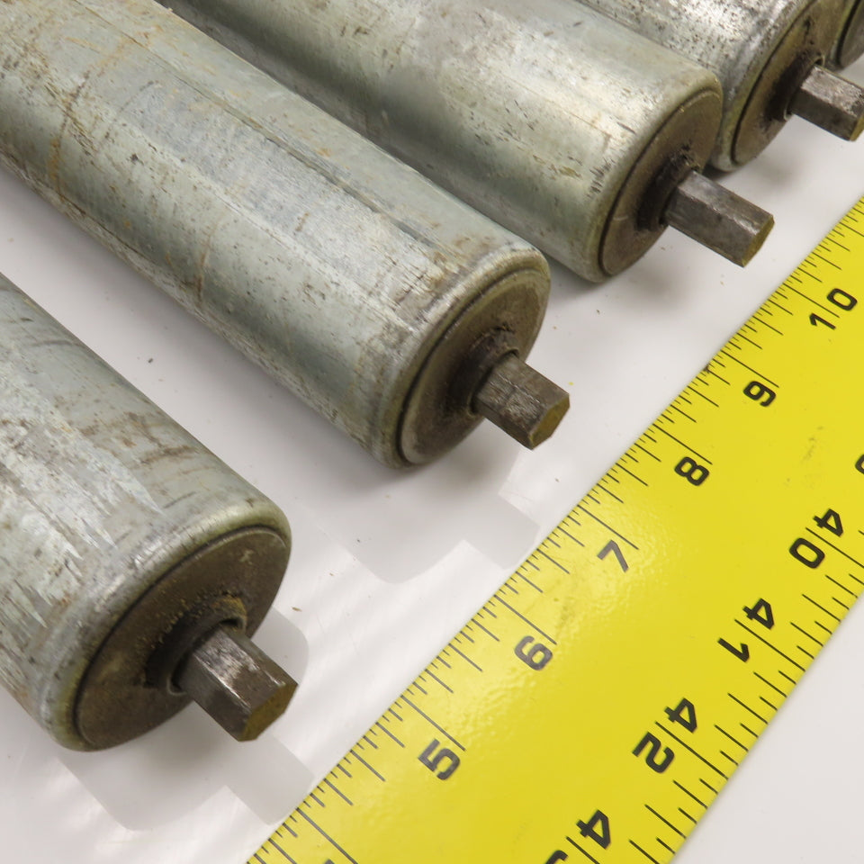 1.9" OD x 15" BF Galvanized Gravity Conveyor Roller 16-3/8" OAL Lot Of 18