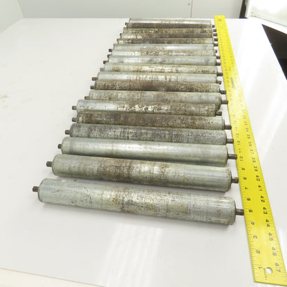 1.9" OD x 15" BF Galvanized Gravity Conveyor Roller 16-3/8" OAL Lot Of 18
