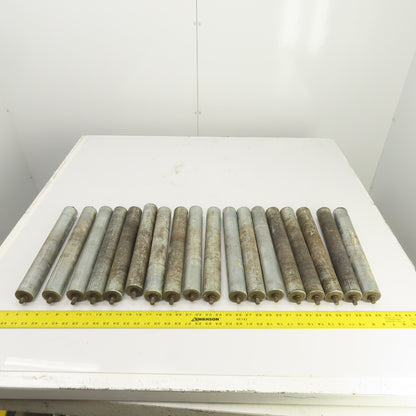 1.9" OD x 15" BF Galvanized Gravity Conveyor Roller 16-3/8" OAL Lot Of 18