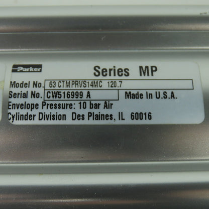 Parker 63 CTMPRVS14MC 120.7 Double Action Pneumatic Cylinder 120.7mm Stroke