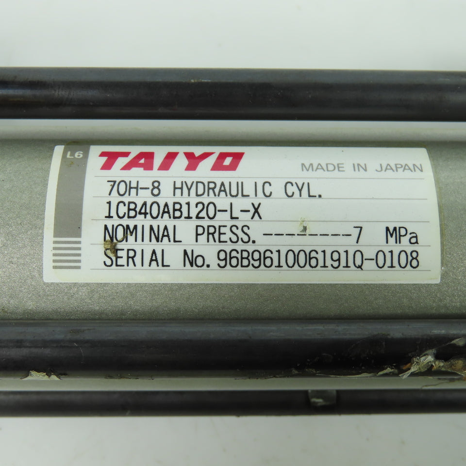 Taiyo 70H-8 1CB40AB120-L-X Double Acting Hydraulic Cylinder 120mm Stroke 7MPa