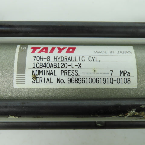 Taiyo 70H-8 1CB40AB120-L-X Double Acting Hydraulic Cylinder 120mm Stroke 7MPa