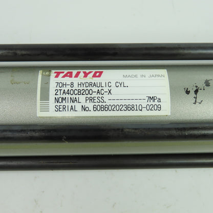 Taiyo 70H-8 2TA40CB200-AC-X Double Acting Hydraulic Cylinder 200mm Stroke 7MPa