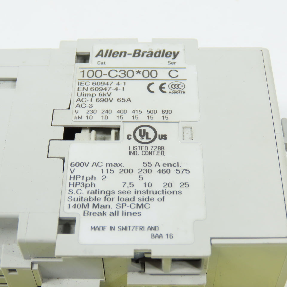 Allen Bradley 100-C30*00 Ser C 25HP C30 Contactor 600VAC Max 120V Coil