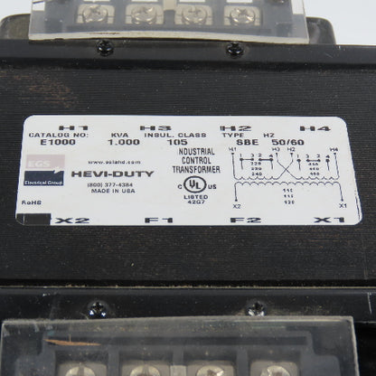 Hevi-Duty E1000 1.0kVA Control Transformer Pri 220/480V Sec 110-115-120V SBE