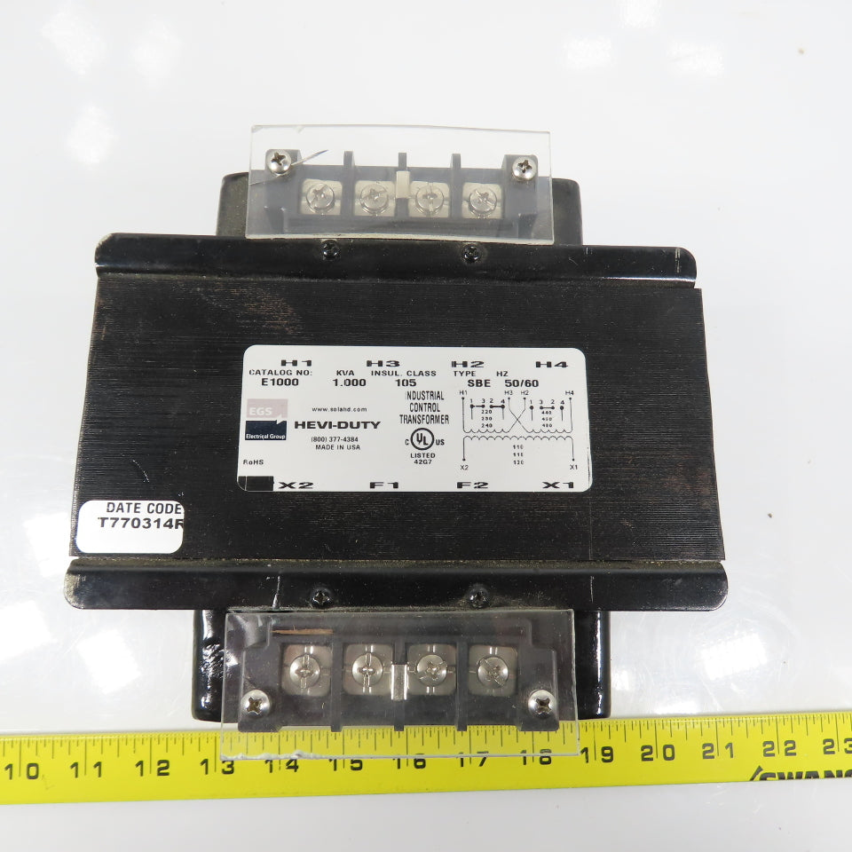 Hevi-Duty E1000 1.0kVA Control Transformer Pri 220/480V Sec 110-115-120V SBE